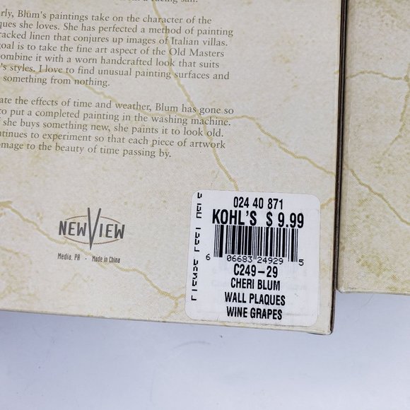 New View Cheri Blum Exotic Flowers Garden Wine Grapes Wall Plaque Decor Set of 4 - Picture 9 of 11